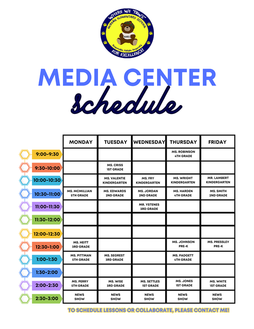 Media Center Class Schedule